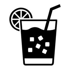 Vector art of iced drink with lemon, a refreshing and cool beverage for a hot summer day