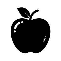 Illustration of a black apple with a leaf, a simple and clean design