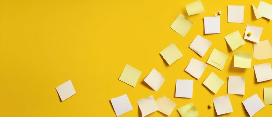 stickers scattered on a yellow background