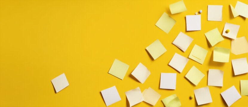 stickers scattered on a yellow background