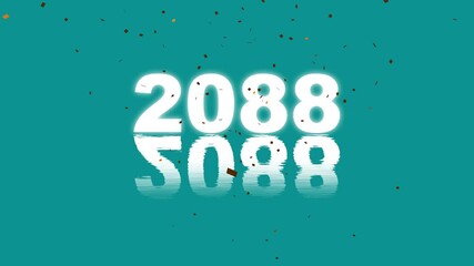 Greetings happy new year 2088 with shining sparkling and firework confetti. Birthday holiday christmas new year celebration concept by Confetti party explosion animation. festive, party celebration. 