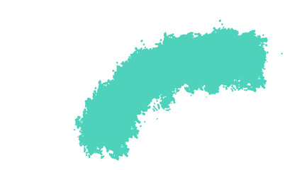 Fototapeta premium Abstract turquoise paint brush stroke with textured edges on a solid black background for graphic design elements