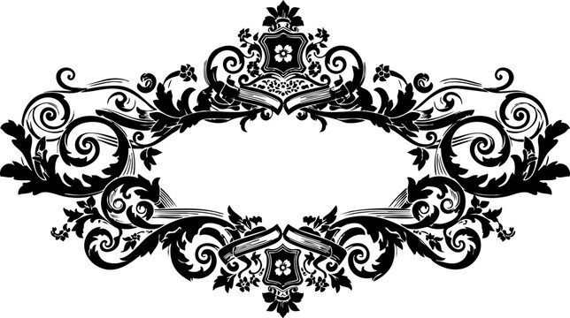 Elegant vintage flourish frame for invitations and monograms offering a sophisticated touch, originally designed as scalable vector art, perfect for design projects
