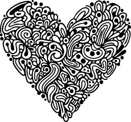 Intricate heart design with swirling patterns, perfect for Valentine's Day cards, love-themed projects, or adding a touch of artistic flair to any design