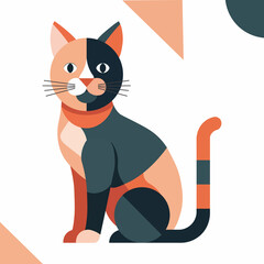 Geometric Cat Flat Design with Modern Color Palette