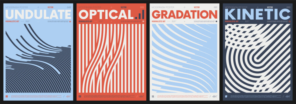 Modern abstract poster collection, vector minimalist colorful contemporary art with geometric shapes, brutalist style inspired graphics, bold aesthetic, shape distortion effect set 25