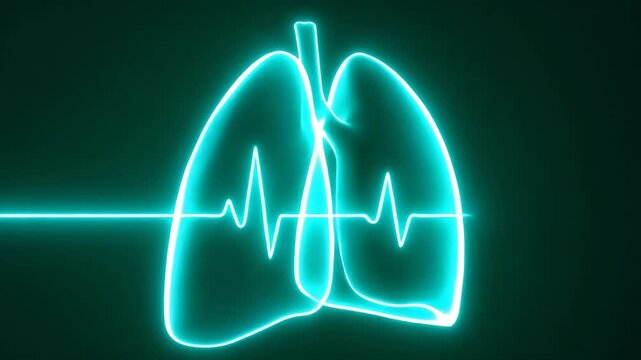 Visual representation of lungs and heart rate monitor, highlighting respiratory health and vital signs in a medical context