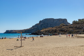 Agia Agathi Beach and Feraklos Castle