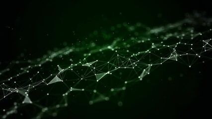 Abstract network of glowing dots and lines on dark background - Powered by Adobe