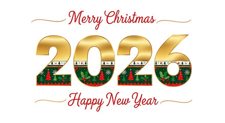 Merry christmas and happy new year with golden year digits on a black background design for holidays ai generative