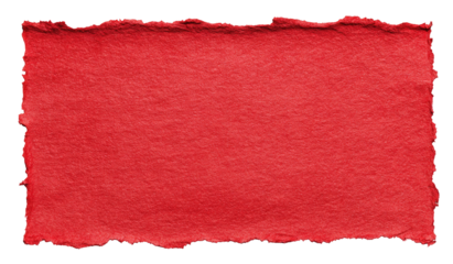 Red rectangular textured paper with ragged edges