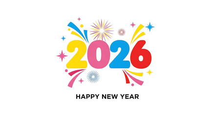 Colorful new year graphic with the year two thousand twenty six and fireworks on a black background ai generative