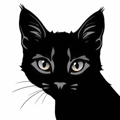Minimalist Black Cat Illustrations in Bold Contrast: Stylized feline portraits for design, branding, and creative projects.