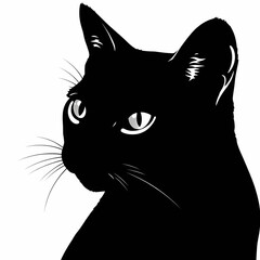 Minimalist Black Cat Illustrations in Bold Contrast: Stylized feline portraits for design, branding, and creative projects.
