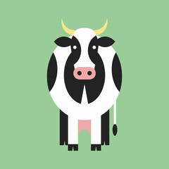 Geometric Cow Flat Design with Modern Colors
