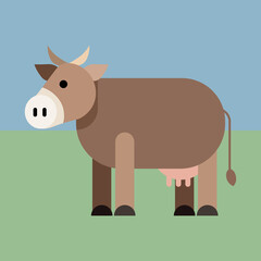 Geometric Cow Flat Design with Modern Colors