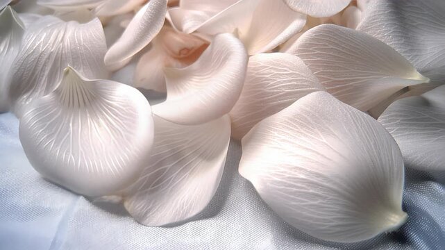 White Petals Scattered on Soft Fabric Create a Serene and Elegant Atmosphere for Any Occasion