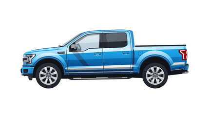 Detailed Illustration of a Contemporary Blue Four Door Pickup Truck Automobile