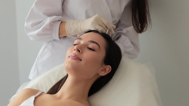 Platelet-Rich Plasma revitalizes hair follicles and improves growth 4k video. Mesotherapy for hair strengthens follicles and enhances density. Plasma injection therapy stimulates natural regeneration.