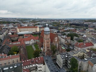 Kazimierz - Kraków - Polska - żydowska dzielnica Krakowa nagrana z drona