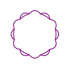 Elegant simple mandala frame, soft rounded purple line art with petal edges, minimalist floral-inspired circular border design for decoration, invitations, coloring, tattoo and speech bubble 