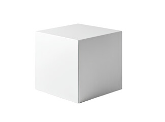 A single, white, solid cube, sharply defined against a plain background.  Simple geometric form