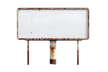 Blank, weathered billboard on rusty metal support