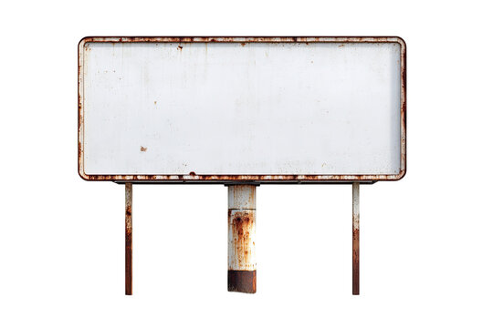 Blank, weathered billboard on rusty metal support - Powered by Adobe