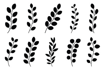 Vector art of set of branch with leaf