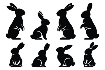 Vector art of set of rabbit silhouettes for design use