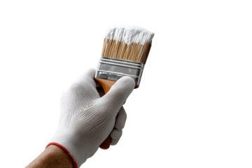 Handholding a paintbrush ready for DIY painting project in a well-lit space during daytime Generative AI