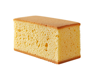 Light and fluffy square cake sits on a plain background, showcasing its spongy texture in a simple setting Generative AI