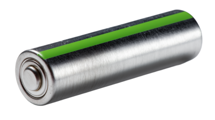 Rechargeable AA battery with green stripe PNG on transparent background