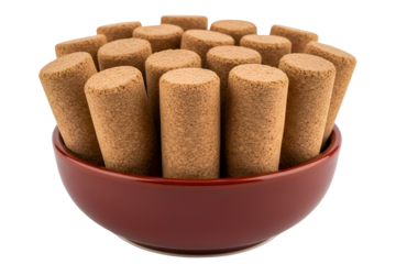 Bowl of wine corks isolated on transparent background