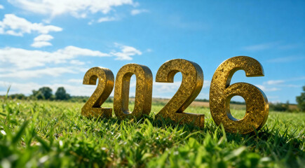  A Hopeful Future in 2026: Golden Numbers in a Green Field under a Sunny Sky