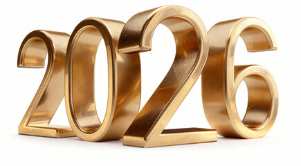 Happy New Year 2026 in Elegant Golden 3D Numbers