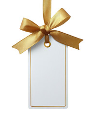 Gold ribbon tied gift tag