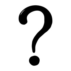 Naklejka premium A black question mark drawing against white background is a query concept