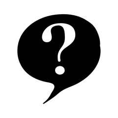 Question mark inside a speech bubble evoking uncertainty and conversation
