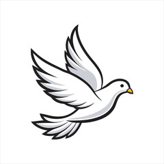 Obraz premium Stylized white dove in flight isolated on a white background