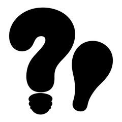 Question mark as a lightbulb with a solution next to it in black