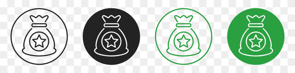 bag with star line icon set