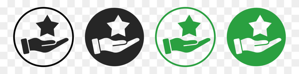 hand hold star flat icon set