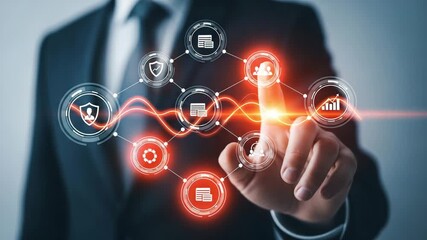 Business technology and data analysis with futuristic interface - Powered by Adobe