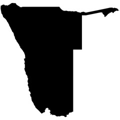 Editable black vector silhouette of the African country of Namibia.