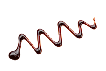 Chocolate syrup drizzle zig zag pattern isolated on transparent background