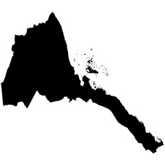 Editable black vector silhouette of the African country of Eritrea.