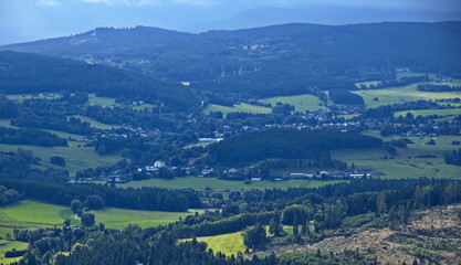 View from the lookout tower in Javornik, South Bohemian Region, Czech Republic, Europe
