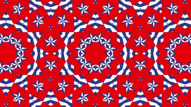 Geometric mandala pattern in a flat design style, created by a six-sided kaleidoscope effect for modern motion graphics, website backgrounds, and digital art projects