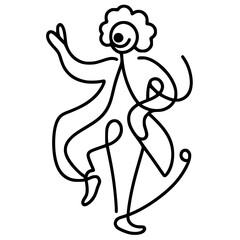 One line dancing clown silhouette